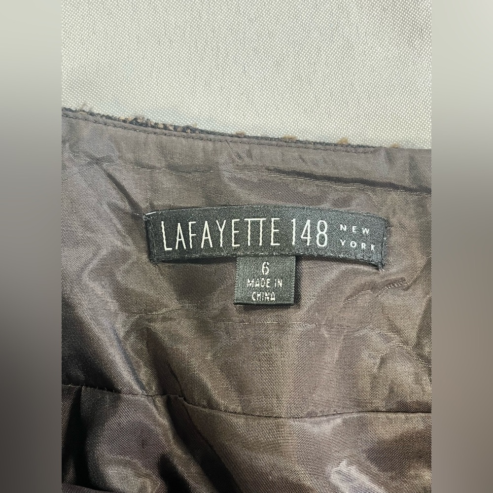 Lafayette 148 New York Fully Lined Tweed Inverted Pleat Tweed Pencil Knee Skirt - Picture 8 of 9